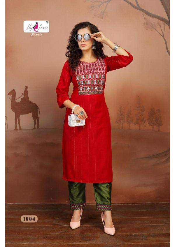 Fly Free Navratan Fancy Rayon Embroidery Kurti With Bottom